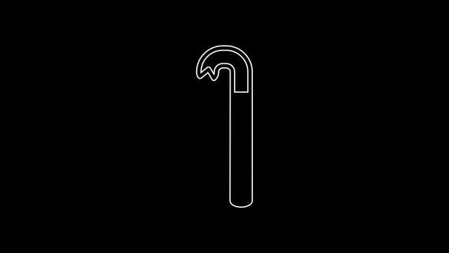White line Crowbar icon isolated on black background. 4K Video motion graphic animation