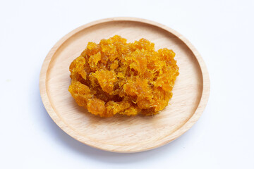 Pineapple paste or jam on white background.