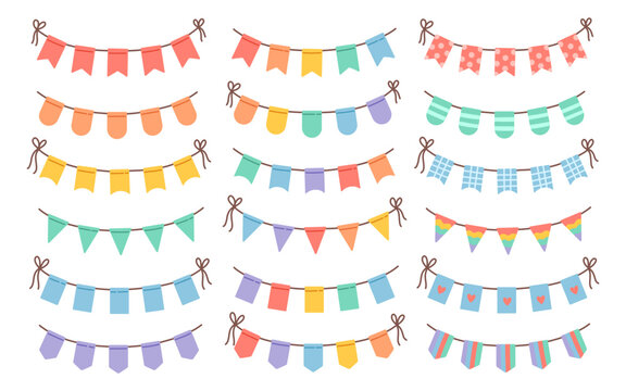 Happy Birthday Flags Set Welcome Sign Vector