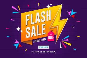 Flash sale banner template design. Abstract sale banner. promotion poster. special offer up to 90% off