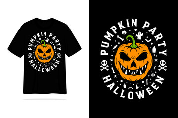 Halloween pumpkin party tshirt vintage style design illustration