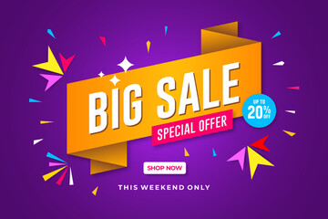 Big sale banner template design. Abstract sale banner. promotion poster. special offer up to 20% off