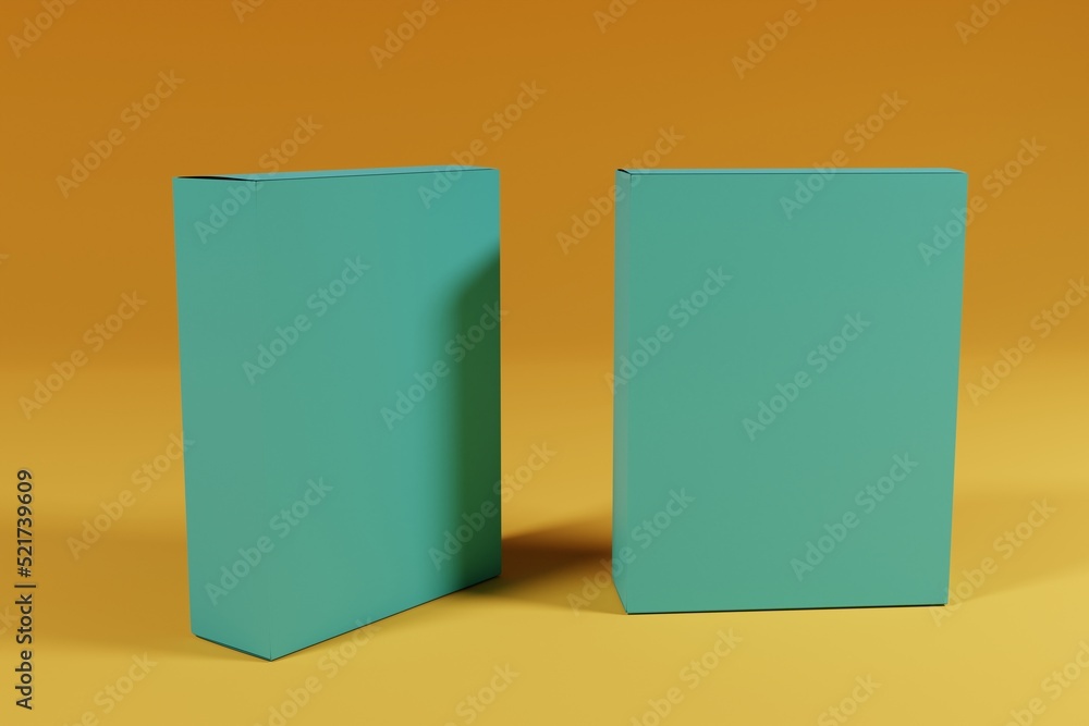Poster blank cereal box packaging on 3d rendering