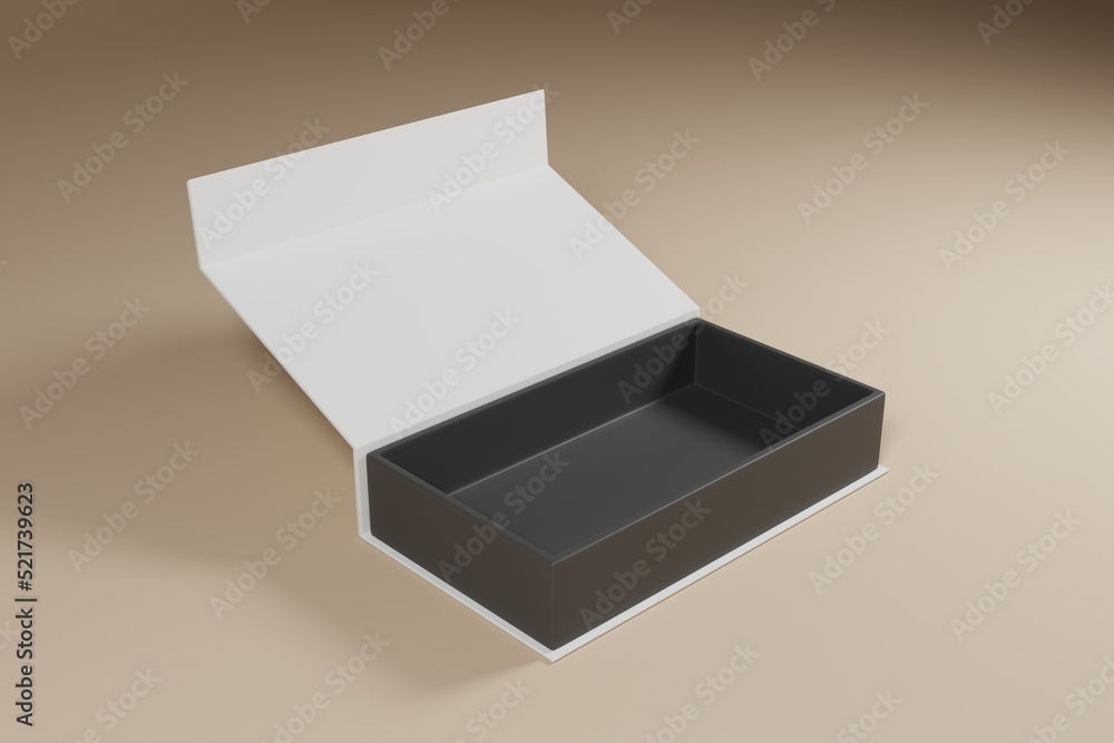 Poster empty white box packaging for product presentation on 3d rendering