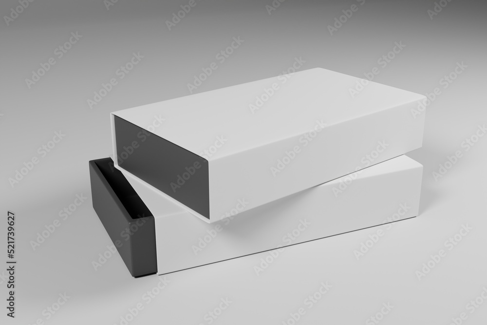 Poster front view white box packaging mockup for product presentation on 3d rendering