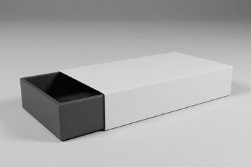 3d rendering empty white box packaging for product presentation