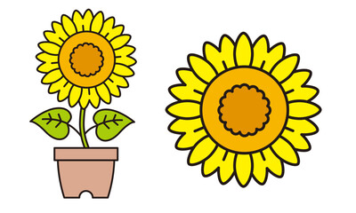 Obraz premium ひまわりのイラスト素材