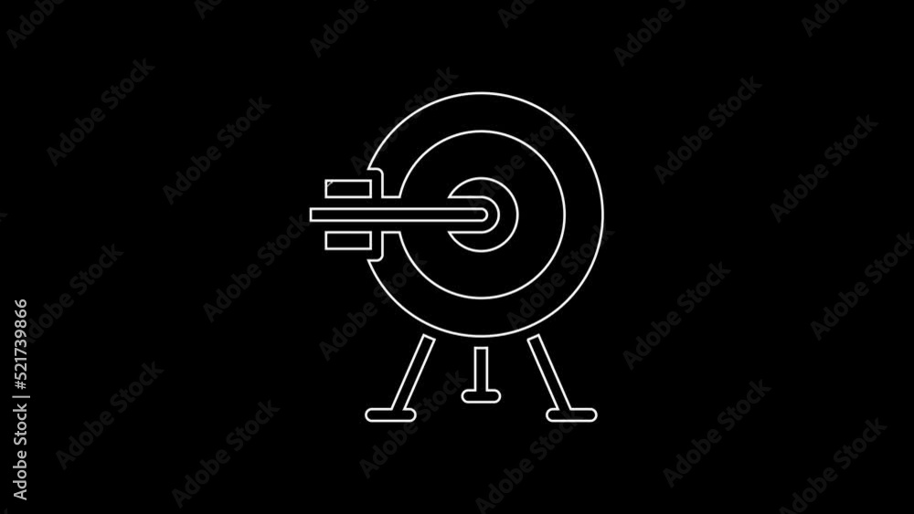 Aufkleber white line target with arrow icon isolated on black background. dart board sign. archery board icon.