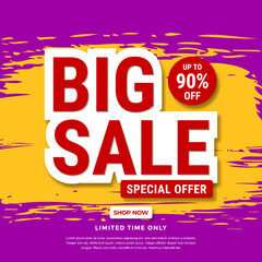 Fototapeta na wymiar Big sale banner template design. Abstract sale banner. promotion poster. special offer up to 90% off