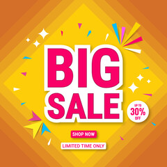Big sale banner template design. Abstract sale banner. promotion poster. special offer up to 30 percent off