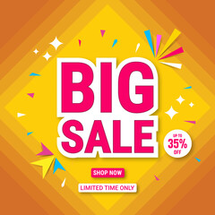 Big sale banner template design. Abstract sale banner. promotion poster. special offer up to 35 percent off