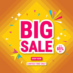 Big sale banner template design. Abstract sale banner. promotion poster. special offer up to 65 percent off