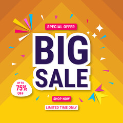 Big sale banner template design. Abstract sale banner. promotion poster. special offer up to 75% off