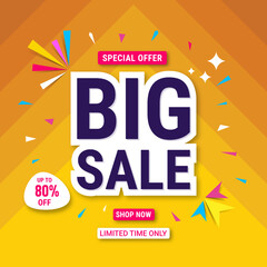 Big sale banner template design. Abstract sale banner. promotion poster. special offer up to 80% off