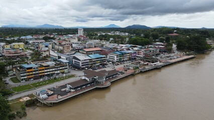 Fototapeta na wymiar Sri Aman, Malaysia - August 6, 2022: The Sri Aman Township of Sarawak
