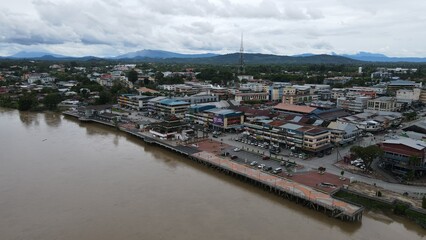 Fototapeta na wymiar Sri Aman, Malaysia - August 6, 2022: The Sri Aman Township of Sarawak