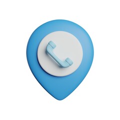 Pin Call Location 3D Rendering Illustration

