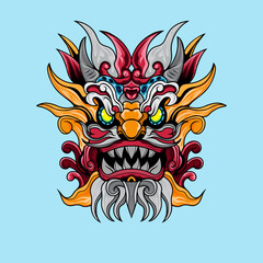 Dragon Chinese Beast Hand drawn colored Vector illustrations. Print, logo, poster template, tattoo idea.