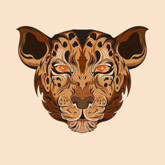 Character Animal Leopard Beast Hand drawn colored Vector illustrations.