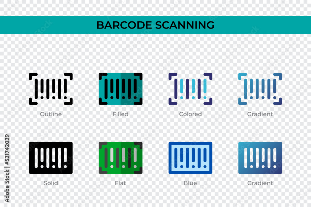 Aufkleber barcode scanning icon in different style. barcode scanning vector icons designed in outline, solid, 