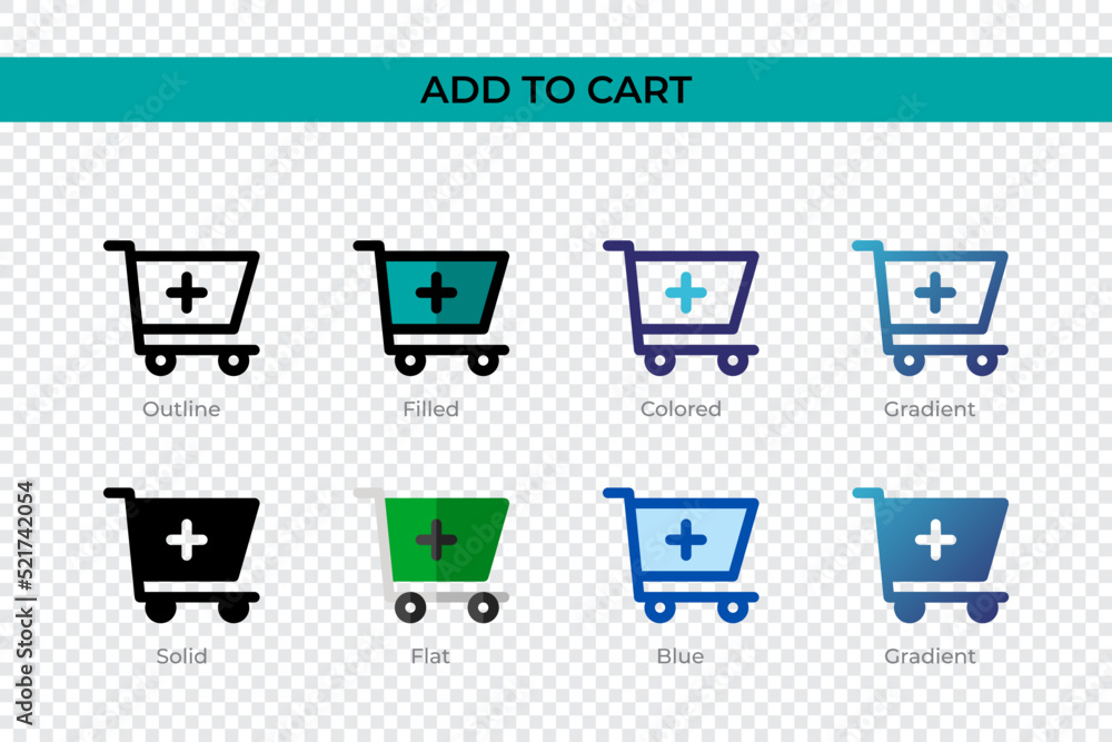 Aufkleber add to cart icon in different style. add to cart vector icons designed in outline, solid, colored, f