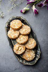 Amrit peda or Amrut pedha or pera is an Indian sweet made from milk and sugar with coconut topping