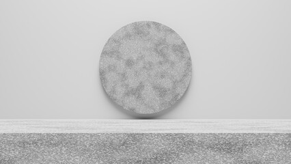 white textured concrete blank stage for display, pedestal product showcase, 3D Rendering