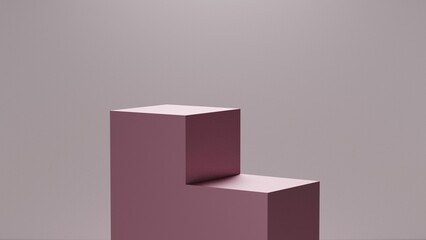 minimal scene empty stairs podium display, pastel pink pedestal for product showcase, 3D rendering