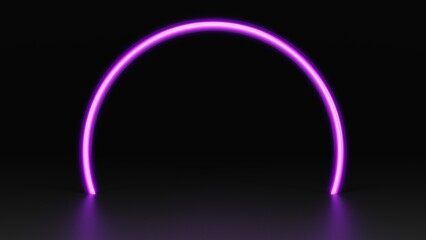 3d abstract background purple neon glowing lights empty dark room, product showcase with spotlight, 3D Rendering