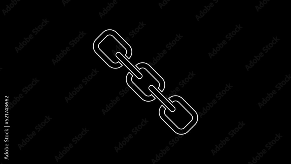Poster white line chain link icon isolated on black background. link single. hyperlink chain symbol. 4k vid