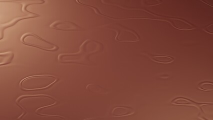 3D rendering. Liquid texture with brown lumps or bubbles. Brown background with curved shapes and liquid.