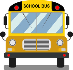 Vector illustration flat icon yellow school bus on a white background.