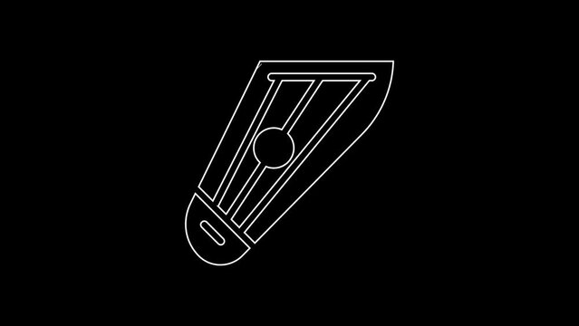 White line Musical instrument kankles icon isolated on black background. 4K Video motion graphic animation