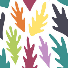 Obraz premium Abstract leaf seamless pattern. Colorful vector illustration. Simple background