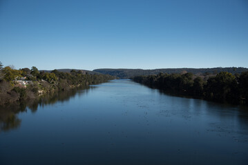 Fototapeta na wymiar Nepean River, is a major perennial river, , flowing past the town of Camden and the city of Penrith located in the south-west and west of Sydney, New South Wales, Australia. 