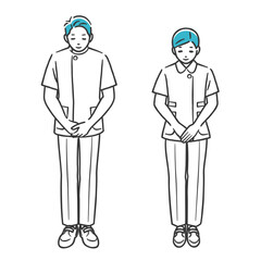 お辞儀をする福祉・医療従事者