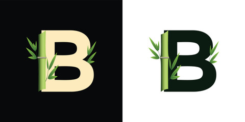 b bamboo logo icon design with template creative initials based lettes