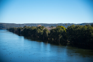 Fototapeta premium Nepean River, is a major perennial river, , flowing past the town of Camden and the city of Penrith located in the south-west and west of Sydney, New South Wales, Australia. 