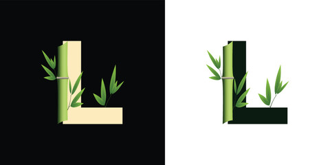 l bamboo logo icon design with template creative initials based lettes
