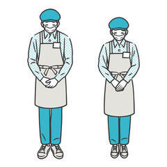 お辞儀をする店員（マスク姿）