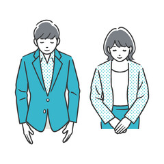 お辞儀をする男性と女性