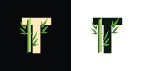 t bamboo logo icon design with template creative initials based lettes