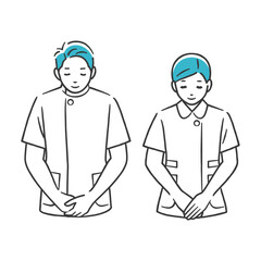 お辞儀をする福祉・医療従事者