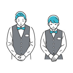 お辞儀をするレストランスタッフ