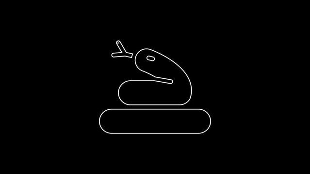 White line Snake icon isolated on black background. 4K Video motion graphic animation
