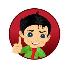 Thumbs up cartoon character vector illustration.