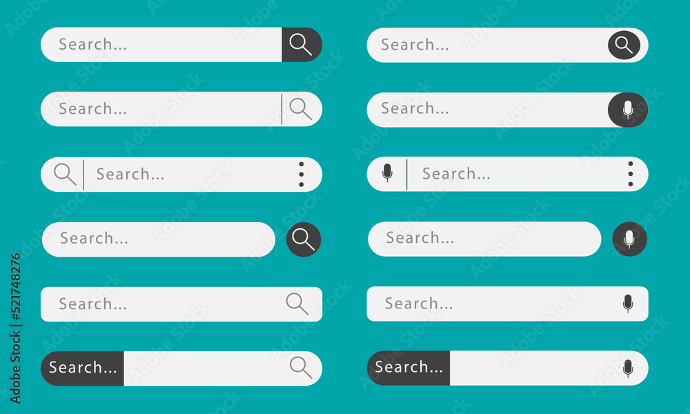 Poster search bar for ui design. set of search boxes ui template. editable stroke. vector illustration. eps