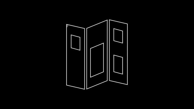 White line Museum guide brochure icon isolated on black background. Exhibition guidebook. Flyer, booklet, leaflet print. 4K Video motion graphic animation