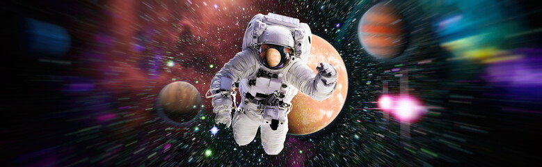 Astronaut in outer space.Cosmic art, science fiction wallpaper. Beauty of deep space. Elements of...