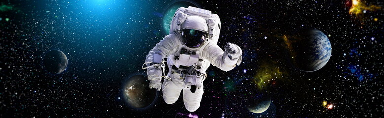 Astronaut in outer space.Cosmic art, science fiction wallpaper. Beauty of deep space. Elements of...